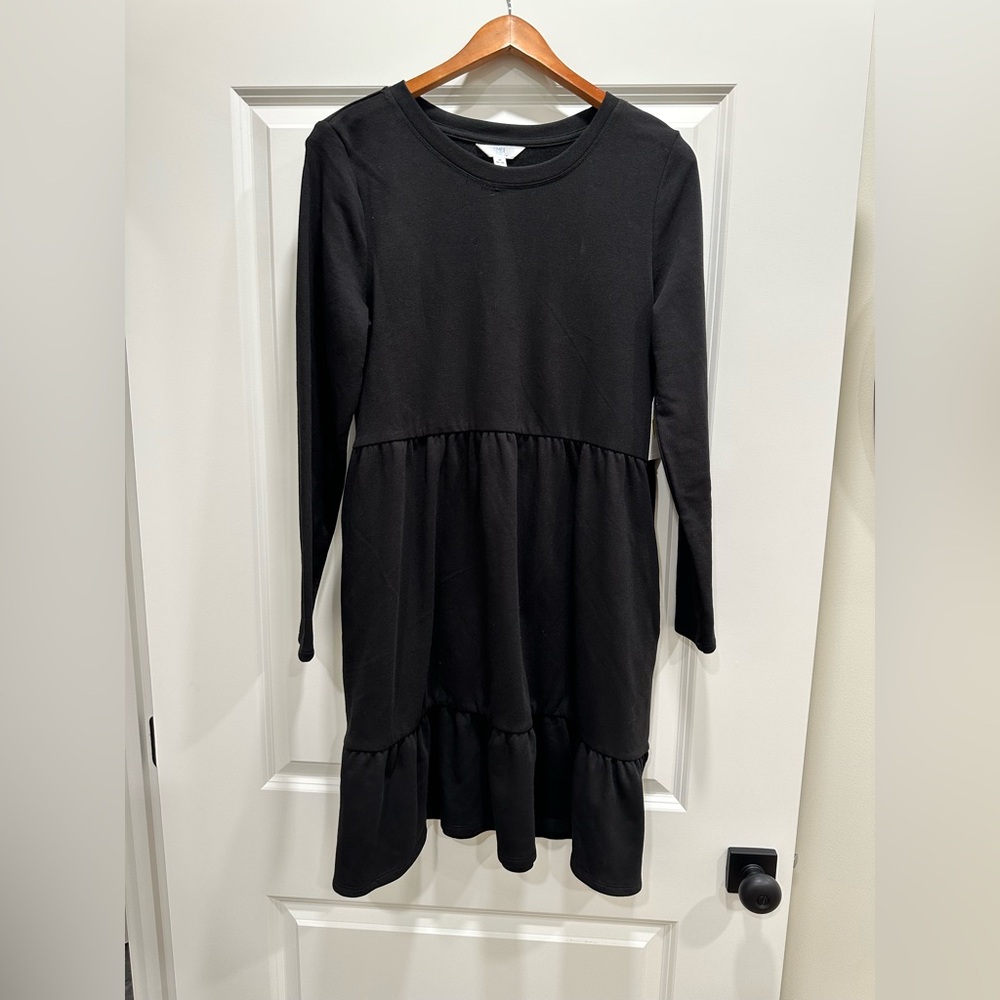 Time and Tru Black Long Sleeve Dress Ruffle Size Medium